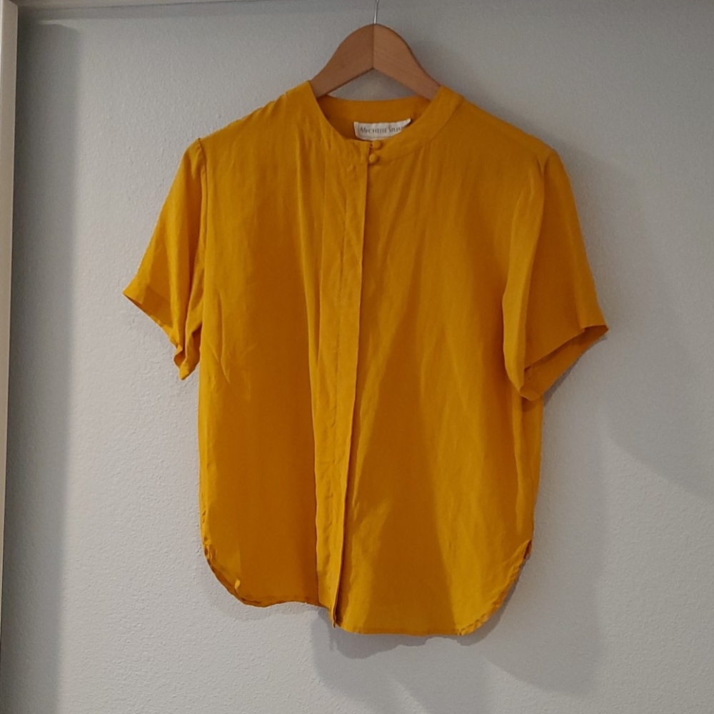 100% Silk Michelle Stuart yellow blouse